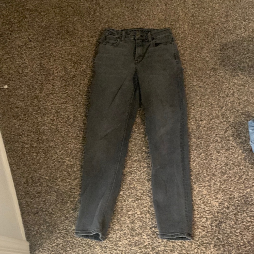 black straight leg jeans